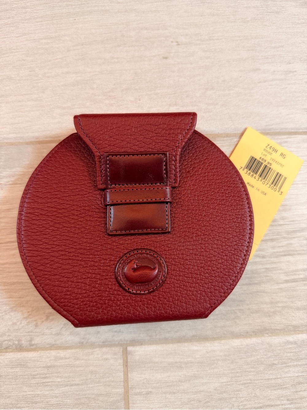 Dooney & Bourke Round Pebbled Leather CD Holder - Burgundy